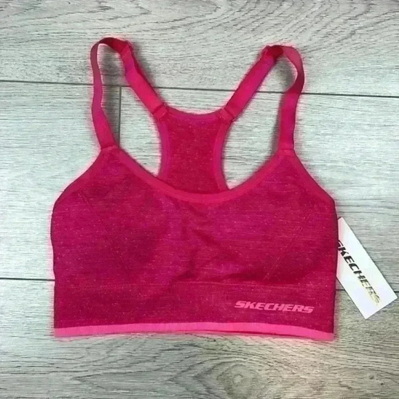 Sketchers Hot Pink Seamless Racerback Sports Yoga Bra - Picture 1 of 4